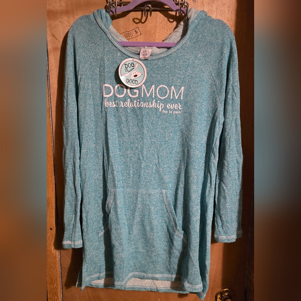 Dog Mom Teal Hoodie